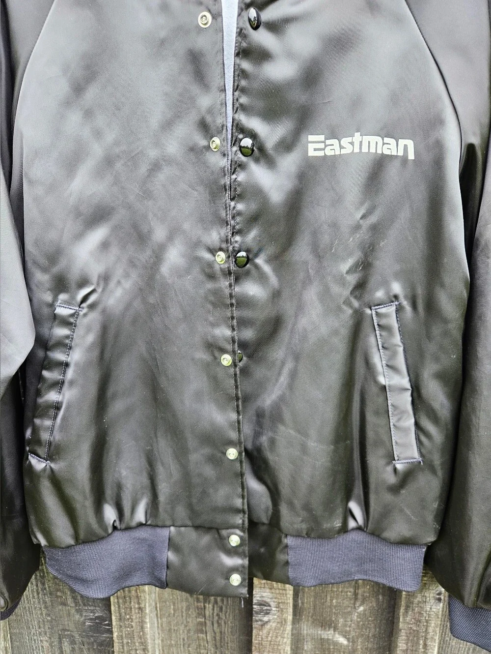 Vtg 80s Eastman Kodak Professional Video Rainbow Logo Satin Bomber Jacket Medium